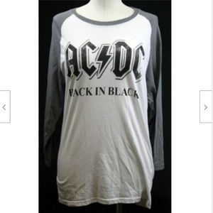 Ac/DC Band Shirt Grey/White 3/4 sleeve Raglan Tee